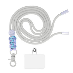 Adaptador Efecto Muelle Universal con Cordón para Funda de Móvil Colgante Blanco y Lila