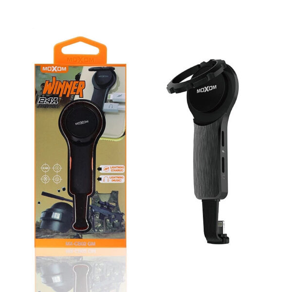 Adaptador Moxom CB-02 con 2 Puertos para cable de Carga 2.4A y cable de Audio con Anilla Magnética - Lightning