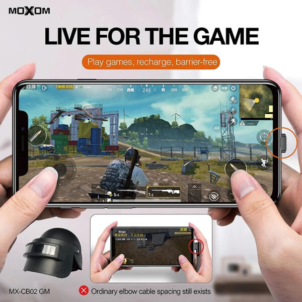 Adaptador Moxom CB-02 con 2 Puertos para cable de Carga 2.4A y cable de Audio con Anilla Magnética - Lightning