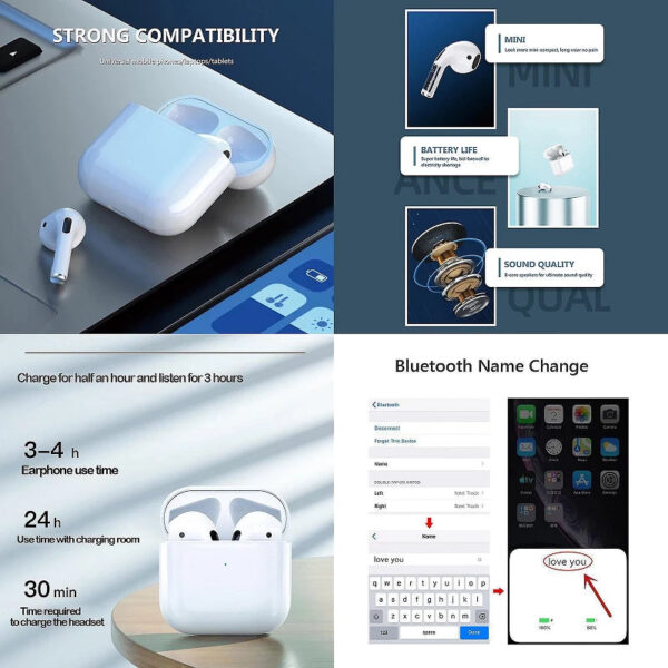 Auricular A01 Bluetooth 5.0 Carga inalámbrica Blanco