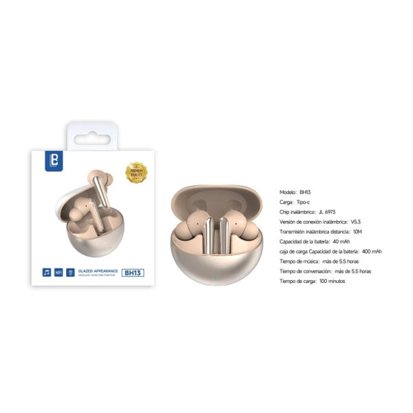 Auricular Bavin BH13 Dorado Bluetooth 5.3