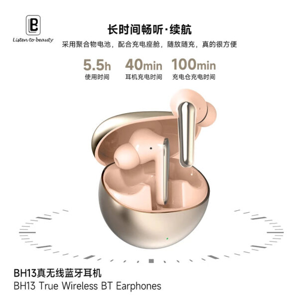 Auricular Bavin BH13 Dorado Bluetooth 5.3