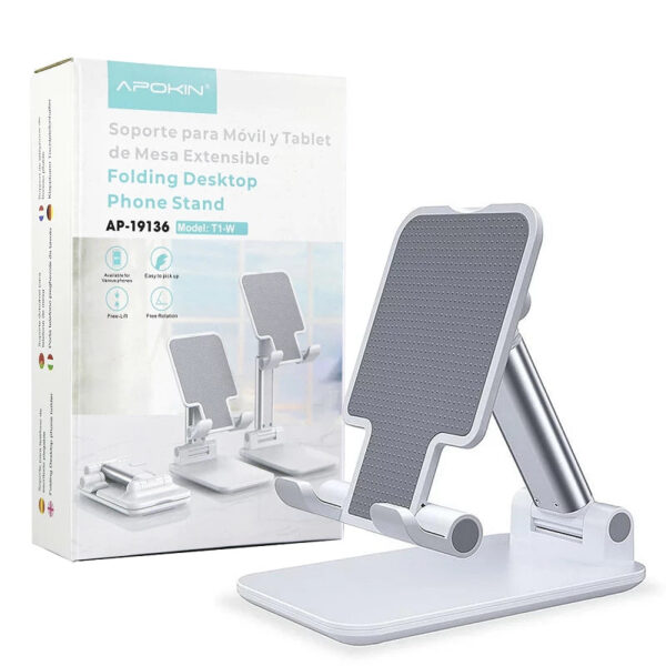 Base Soporte para Móvil y Tablet Telescópico Apokin T1-W Blanco