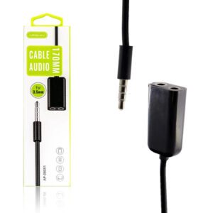 Cable Adaptador Audio de Jack Macho a Dos Hembras 3.5mm Negro