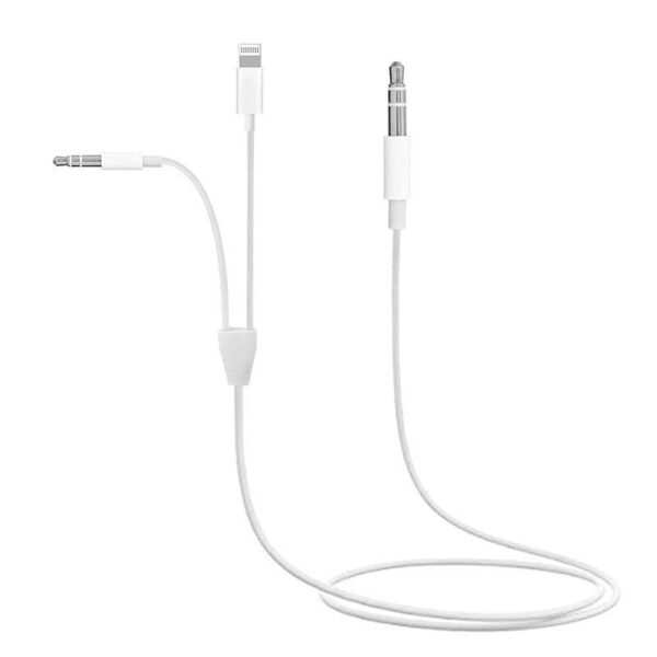 Cable Audio Lightning a Doble Jack 3.5mm Macho con Control de Volumen