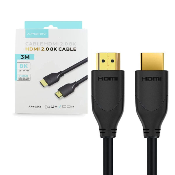 Cable HDMI 8K Gold Ultra Alta Definición 3 Metro APOKIN
