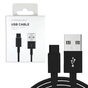 Cables Tipo-C Negro 1 Metro Apokin Caja Tipo Original