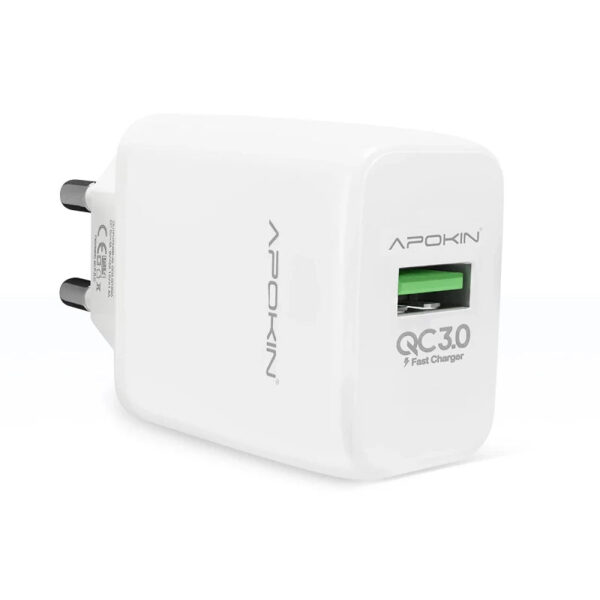 Cargador USB-A 18W/3.0A Sin Cable APOKIN PC883Y - Blanco