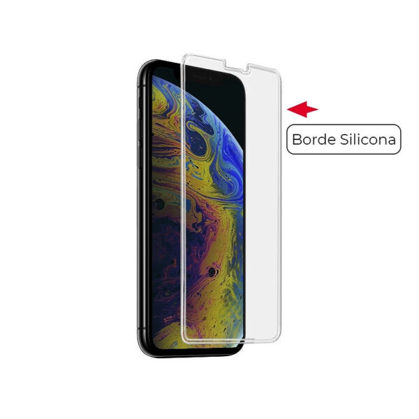 Cristal templado 11 Pro Max (Xs Max) Protector Protector de Pantalla Transparente borde Silicona